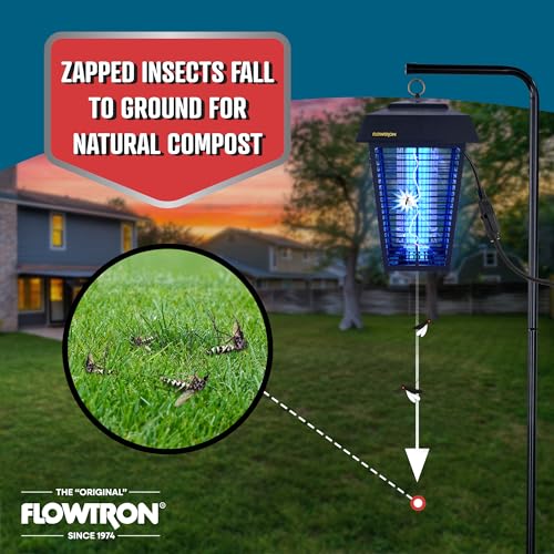 Flowtron Bug Zapper, 1.5 Acre Outdoor, Two 40W UV Bulb, 5600V Zap, Black - color: Black
