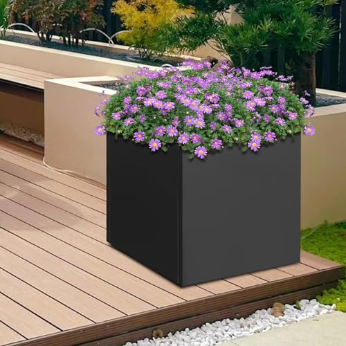 DYNAMI 24x24x24in Black Large Square Planter Box for Outdoor Plants - color: Black, size: 24in