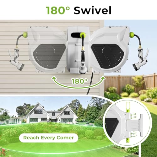 Retractable Garden Hose Reel, 1/2 Inch x 75ft, Wall Mounted Hose Reel - size: 1/ 2"75 FT