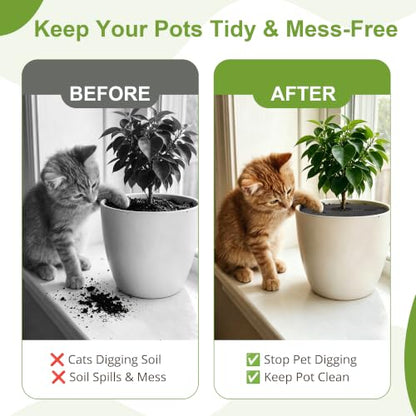 4 Pack 15.7" Cuttable Plant Pot Grids with 16 Stakes, Soil Cover & Cat & Animal Digging Stopper for Indoor Outdoor Garden Plants - size: 4 Pcs 15.7" Round