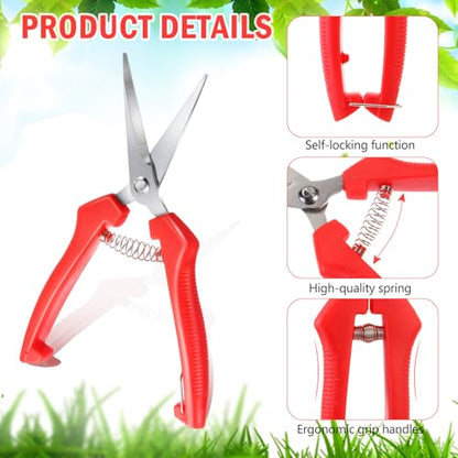 Lasnten 30 Pcs Pruning Shears 7.2" Bud Trimming Scissors, Red - color: Red