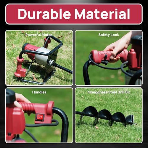 DC HOUSE 1500W Electric Post Hole Digger Earth Auger Hole Digger Auger Digging Tools with 6" Digging and Extension Rods for Farmland Garden Plant - size: 6" Bit Set + 3 Extensions (8", 12", 20")
