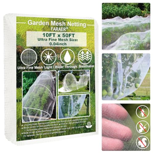 Garden Pest Netting, 10x50Ft Insect Barrier Plant Covers Net - size: 10x50ft Reinforced Netting