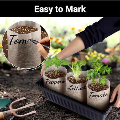 Nursery Grow Bags, 100 PCS Non-Woven Plants Grow Bags 7.8"x8.6", Solid Seed Starter Bags Fabric Seedling Pots Plants Pouch Home Garden Supply - color: White, size: 7.8"x8.6"/Pack of 100