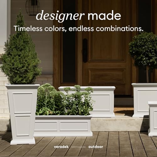 Veradek Brixton Series Planter - Tall Outdoor Planter with Shelf - color: White, size: 26 inch -2 Pack