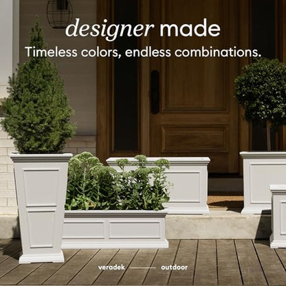Veradek Brixton Series Planter - Tall Outdoor Planter with Shelf - color: White, size: 26 inch -2 Pack