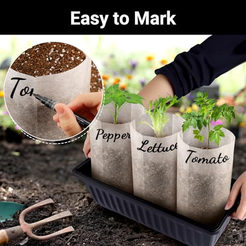Nursing Growing Pouch, 200 PCS 7.8 x 13.7 Inches Breathable Non-Woven Plants Nursery Grow Bags, Aeration Fabric Seedling Pots Container for Vegetable, Flower, Plant Grow, White - color: White, size: 7.8"x13.7"/Pack of 200