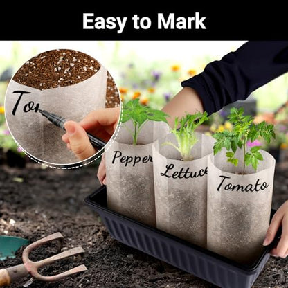 Nursing Growing Pouch, 200 PCS 7.8 x 13.7 Inches Breathable Non-Woven Plants Nursery Grow Bags, Aeration Fabric Seedling Pots Container for Vegetable, Flower, Plant Grow, White - color: White, size: 7.8"x13.7"/Pack of 200