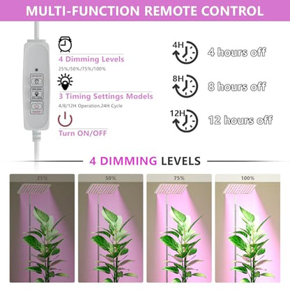 BESTVA 18W Grow Lights for Indoor Plants with Stand, Full Spectrum LED Plant Light for Indoor Plants,12-59 Inches Height Adjustable Growing Lamp with Auto On/Off Timer 4H/8H/12H, 4 Dimmable Brightnes