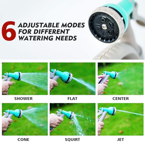 50FT Retractable Garden Hose Reel, Lightweight & Portable Hose Reel with 6 Patterns Spray Nozzle, Suitable for US Standard Hose Connection - color: Blue