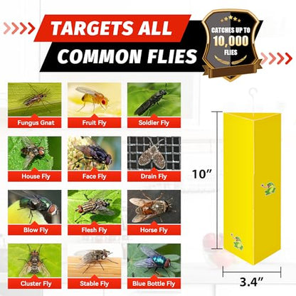 LULUCATCH Sticky Fly Traps, 10 Pack Fly Catcher Fungus Gnat Traps for Flying Insects, Hanging Yellow Sticky Traps for Fruit Fly, Non Toxic Odorless Bug Catcher, Pet Safe Pest Control - size: 10 Pack-B