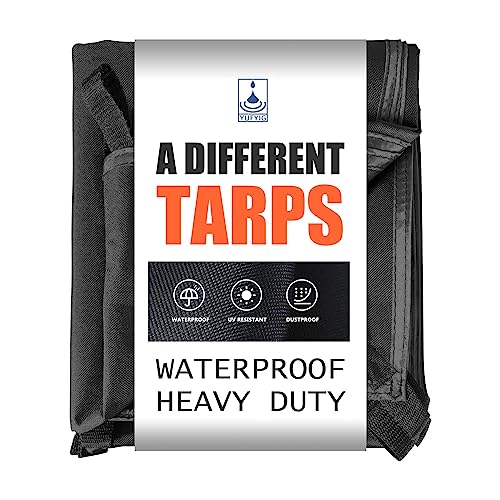 6.5x7ft Black Tarp Heavy Duty Waterproof, Oxford Fabric Cover 20mil - size: 6.5x7ft