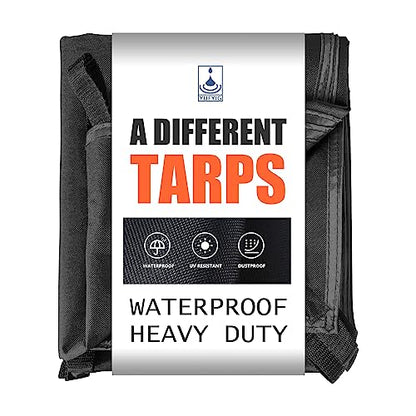 7x12ft Black Tarp Heavy Duty Waterproof, Oxford Fabric Cover 20mil - size: 7x12ft