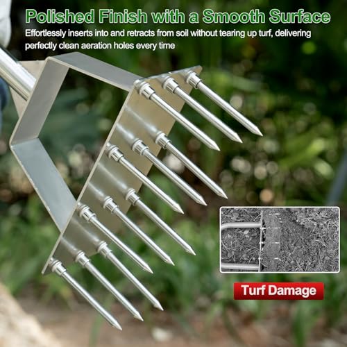 Lawn Aerator Tool, Heavy-Duty Stainless Steel Lawn Spike Aerator - size: Lawn Spike Aerator