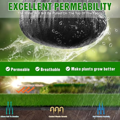 2FT x 50FT Weed Barrier Landscape Fabric Heavy Duty, 3.2oz Premium Gardening Weed Control Mat with 10 U-Shaped Securing Pegs, Ground Cover for Garden Beds, Farming, Underlayment, Commercial Driveway - size: 3.2OZ-2X50FT