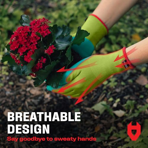 NoCry Premium Women's Gardening Gloves with Strong Non-Slip Grip - 100% Breathable, Superior Dexterity - Perfect Eco-Friendly Garden Gloves for Women - size: Medium