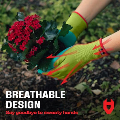 NoCry Premium Women's Gardening Gloves with Strong Non-Slip Grip - 100% Breathable, Superior Dexterity - Perfect Eco-Friendly Garden Gloves for Women - size: Medium