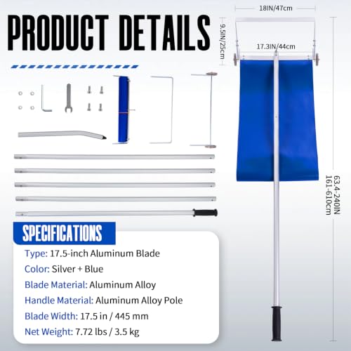 Outvita Snow Roof Rake, 5.3-20FT Extendable Aluminum Pole, Blue - color: Blue, size: 20FT