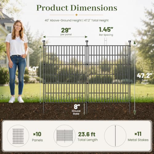 No Dig Garden Fence Outdoor for Yard, 40in (H) x 23.6ft(L) - size: 40 in(H) X 23.6 ft(L)