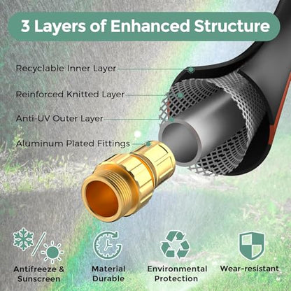 Giraffe Tools Garden Hose 5/8", 50ft Water Hose Heavy Duty - size: 50FT Male Female