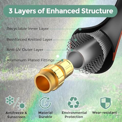 Giraffe Tools Garden Hose 5/8", 100ft Water Hose Heavy Duty - size: 100FT Male Female