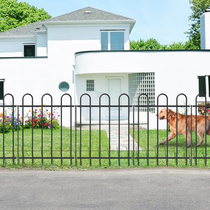 30” x 16’ Outdoor Metal Garden Fence, No-Dig Dog Fence Panels with Stakes - size: Multi Arch 30″H x 16ft (8Panels)