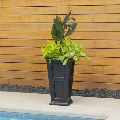 Mayne Fairfield 28in Self-Watering Tall Square Planter, Black - color: Black