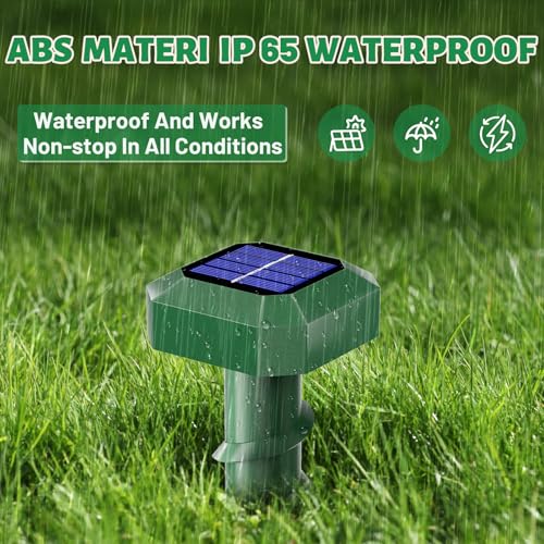 Mole Repellent in Lawn Snake Repellent Solar Powered,Groundhog Repellent Stakes,Animal Control, Vole Deterrent Waterproof Spikes Drive Away Burrowing Animals from Lawns and Yard,10 Pack