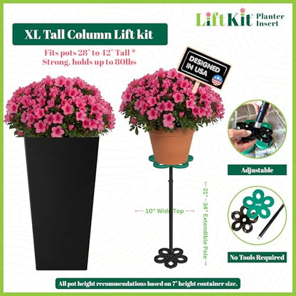 Lift Kit Planter Insert XL Tall Column Plant Riser Fill Bottom of Tall Flower Pots and XL Plant Containers | Indoor and Outdoor (20-34" Rise, 10" Base, 10" Top) - size: XLTall Column Lift: 21-34" Rise, 10" Base, 10" Top