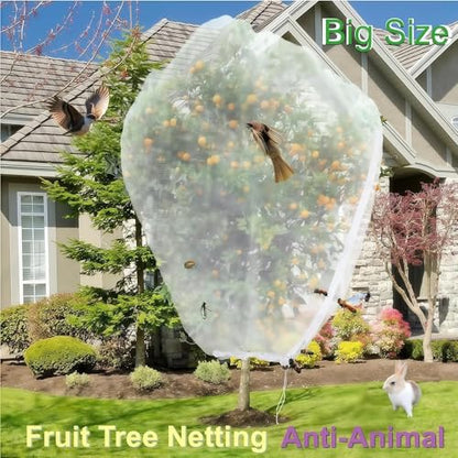 Fruit Tree Netting 2 Pack 8x8 FT with Drawstring and Zipper - Reusable Plant Protection Cover, Heavy Duty PE Mesh Netting for Blueberry Bushes - Blocks Birds/Deer/Squirrels - size: 8x8 FT