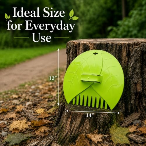 Gardenised Pair of Leaf Scoops Plastic Hand Rake for Yard Cleanup, Green - style: Green