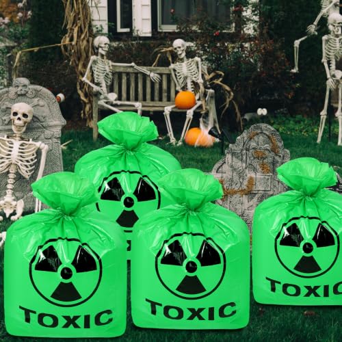 Qilery 4 Pcs Large Halloween Lawn Leaf Trash Bags Outdoor,Toxic - style: Toxic