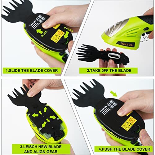 Leisch Life Cordless Grass Shear & Shrubbery Trimmer - 7.2V 2 in 1 Handheld Hedge Trimmer Electric Grass Trimmer Hedge Shears w/Pruning Scissor Rechargeable Lithium-Ion Battery and Charger Included