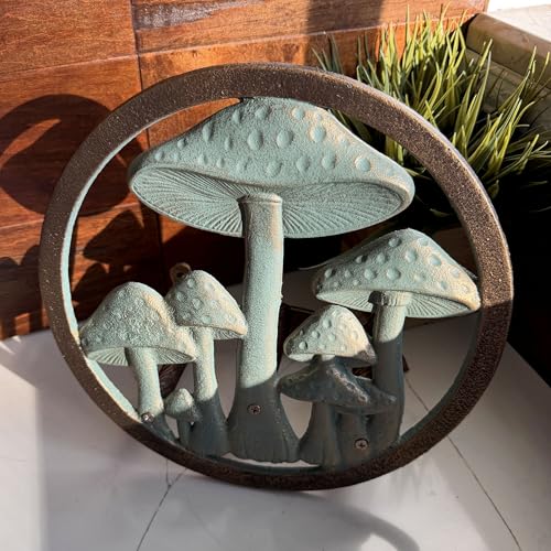 Zeckos Garden Hose Holder Mushroom 12 Inch Cast Iron Verdigris Bronze - color: Mushroom - Bronze