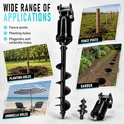 Hydraulic Drill Bit for Earth Auger, Heavy Duty Skid Steer Attachment with Wooden Box Packaging, Efficient Digging Tool for Post Holes and Landscaping