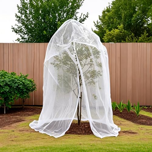6.5x6.5x6.5Ft Fruit Tree Netting Cover Zipper Drawstring Garden Pest Mesh - size: 6.5x6.5x6.5Ft