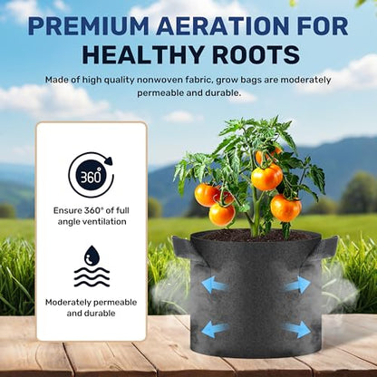 Simple Deluxe Grow Bags 5 Gallon 10 Pack Planter Pots with Handles, Thickened Nonwoven Fabric Aeration Cloth Bag, Heavy Duty Gardening for Tomoato, Potato, Vegetable, Herbs and Flowers, Black - color: 10 Pack, size: 5 Gallon 2025Version