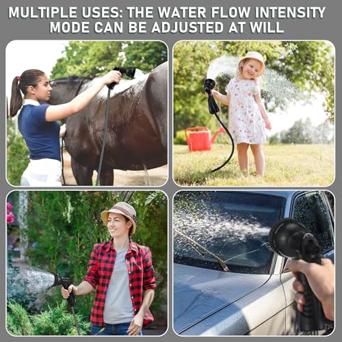 Pangda Expandable Coil Garden Hose 75 ft with Spray Nozzle, Black - color: Black, size: 75 Ft