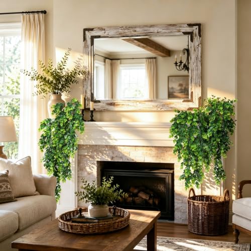 RECUTMS 4 Pcs Artificial Hanging Eucalyptus Greenery Plants 29.9 Inches - color: Green