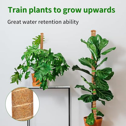 3 Pack 35.4'' Moss Pole for Monstera, Bendable Coco Coir Plant Support Stakes - size: 3 Pack（35.4-Inch）