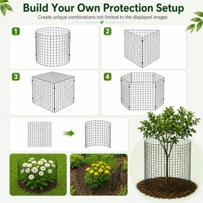 5 Pack Plant Protectors from Animals 12'' x 12'' with Stakes Nylon Ties - size: 5PACK-12*12inch