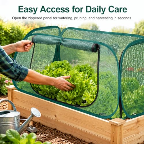 2 Pack Raised Bed Garden Covers,Pop Up Mesh Plant Covers, 45"X22"X16"