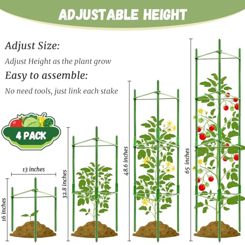 Legigo 4 Pack Tomato Cage for Garden, Up to 48Inch Sturdy Tomato Trellis - color: Green 4 Pack, size: 48 Inches