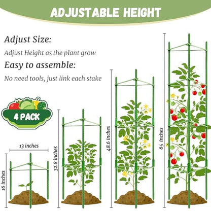 Legigo 4 Pack Tomato Cage for Garden, Up to 48Inch Sturdy Tomato Trellis - color: Green 4 Pack, size: 48 Inches