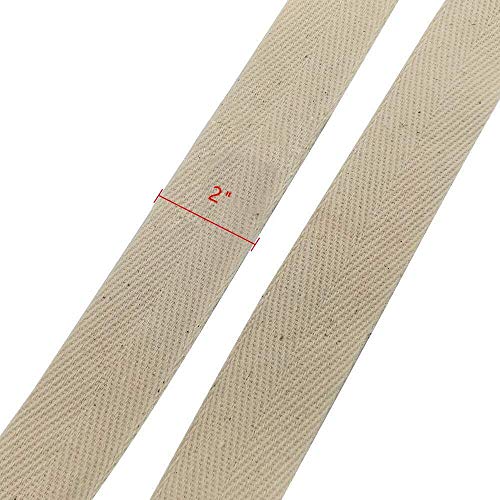 Natural Cotton Twill Tape 55 Yards 2 Inch Bunting Bias Tape Herringbone Webbing Tape Roll for Apron Sewing Dressmaking Craft (Natural White) - color: Natural white, size: 2inch