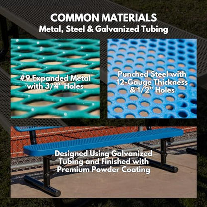 COATEDOUTDOORFURNITURE Bench, Green, Expanded, 6Ft, with Back, Surface - color: Green, size: 6 Ft, With Back Surface Mount