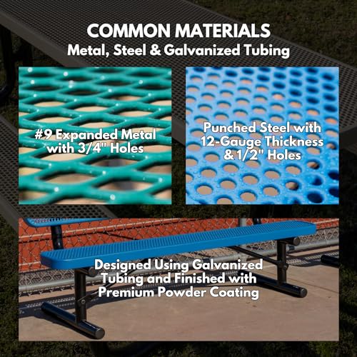 COATEDOUTDOORFURNITURE Bench, Green, Expanded, 8Ft, with Back, Surface - color: Green, size: 8 Ft, With Back Surface Mount