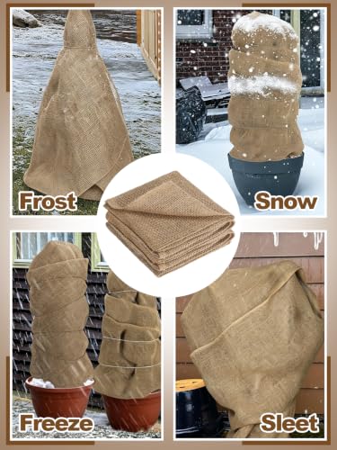 ANPHSIN 15ftx40in Natural Burlap Plant Covers Freeze Protection - size: 15ft
