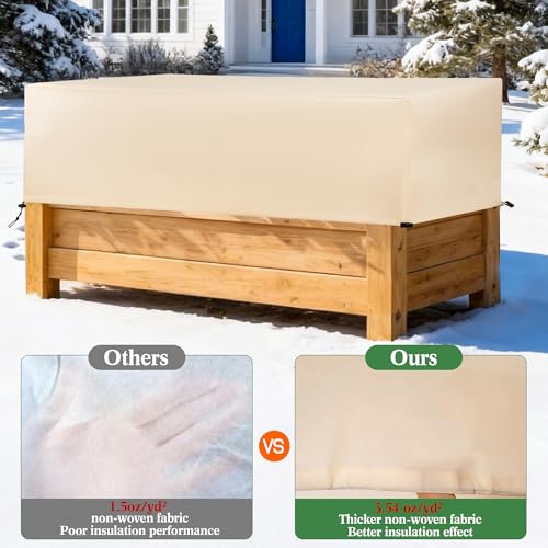 Plant Freeze Protection Cover 2 Pack with Elastic Drawstring, 3.54 oz/yd² Winter Frost Blanket Cloth Planter Box Covers for Raised Garden Bed Outdoor Flowers Potted, 43.3 x 15.7 x 17.7INCH - size: 43.3 x 15.7 x 17.7 INCH