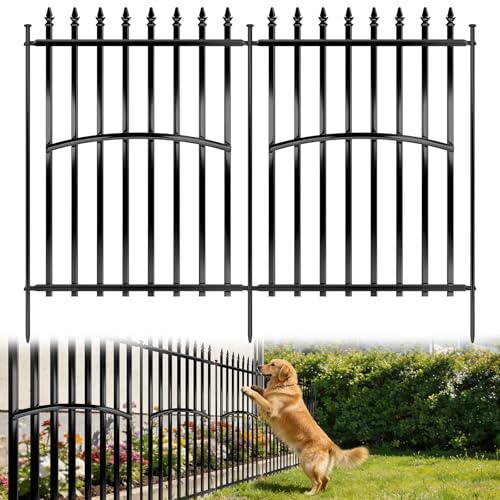 Metal Garden Fence 32in H x 27in W (5 Panels, Total Length 11.5ft), No Dig Animal Barrier Fence for Dogs, Heavy Duty Tube Decorative Garden Edging Border, Outdoor Rustproof Landscape Fencing for Yard - size: 5 Panels, 32in(H) x 11.5ft(L)